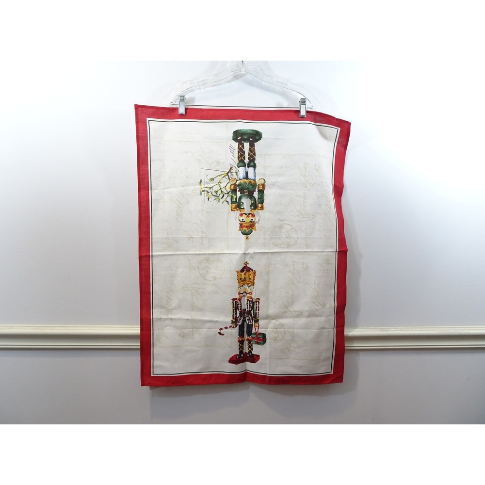 Williams Sonoma Nutcracker Christmas Tea Towel Cotton Red White Holiday Decor